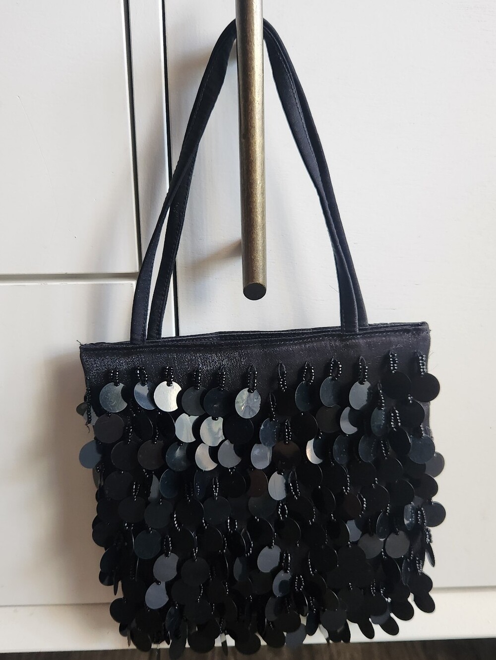 Bebe Y2K Black Sequin Small Evening Bag